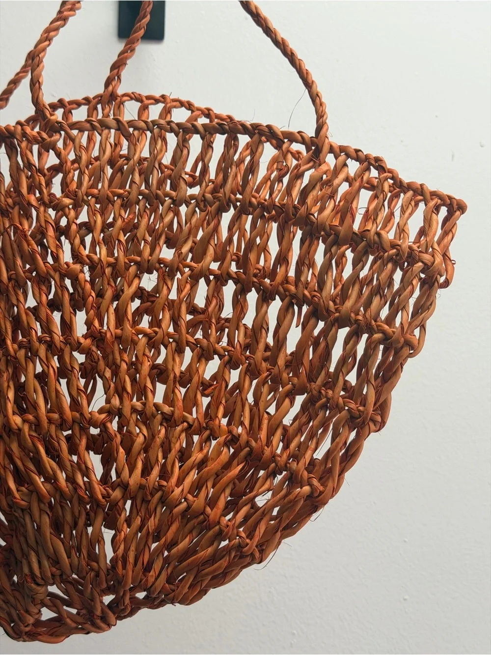 Handwoven Rustic Brown Rope Tote Bag - Picture 4 of 4